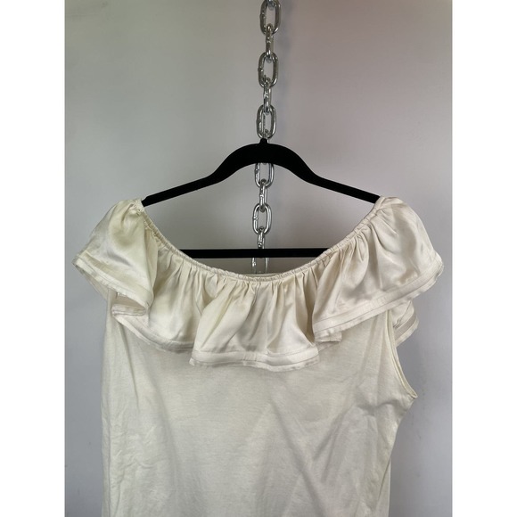 LANVIN Black Ruffle Flounce Collar Off Shoulder Top‎ Size XL - Picture 6 of 12